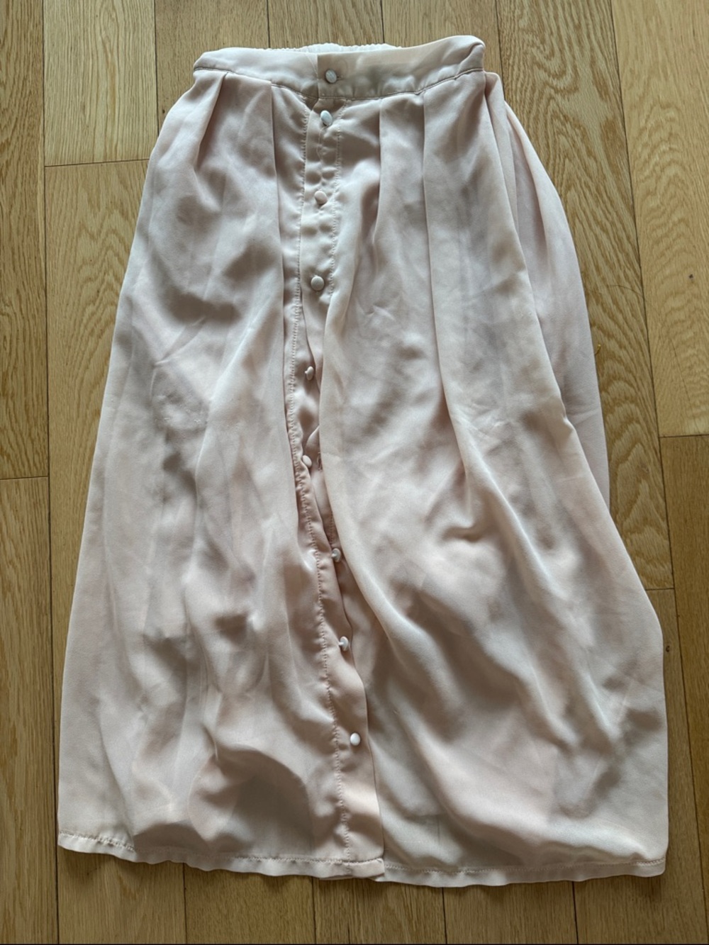Brandy Light Pink Button-Front Midi Skirt